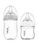 Gulicola Natural Glass Baby Bottle for Breastfed Babies Slow & Medium Flow Anti-Colic 0-6 Months 3oz & 5oz 2 Count(Grey White) Grey+White - Buy Online on GoSupps.com