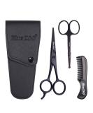 BlueZOO Beard Mustache Scissors and Comb Set Kit for Men Care - (3 Pieces Kit) Black - Buy Online on GoSupps.com