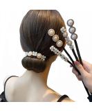 4Pcs Flower Pearl Hair Bun Maker Twist Headband Donut Bun Maker Lazy Hairstyle Accessories for Women Girls - Buy Online on GoSupps.com