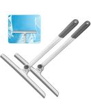 Silicone Handle Shower Squeegee 12 Inch - 2 Pack Gray for Shower Doors, Glass, Mirrors, Windows, Cars, Tile Walls - Bathroom Essential - Buy Online on GoSupps.com