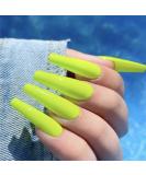 Glossy Green Coffin Press on Nails - 24Pcs Long Ballerina Fake Nails for Women and Girls - Buy Online on GoSupps.com