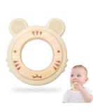 Natural Wooden Biting Ring & Tiger Silicone Toy | BPA-Free Baby Gift | Sustainable Wooden Toys for Infants - Buy Online on GoSupps.com