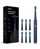 Rechargeable Sonic Electric Toothbrush with 7 Brush Heads - 3 Modes, Smart Timer, IPX7 Waterproof - Blue (Teens & Adults) - Buy Online on GoSupps.com