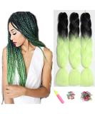 Shop Showjarlly Kanecalon Hair Extensions - Ombre Jumbo Braid 24 (3 Pack) in Black/Light Yellow - Premium Quality Braids for Stunning Styles - Buy Online on GoSupps.com