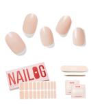 Nailog Halfway Hardened Gel Nail Wraps - 20pcs Long-Lasting Nail Polish Strips | Salon Quality Gel Nail Stickers | Shiny Beige Nail Art Kit - Buy Online on GoSupps.com