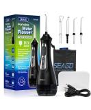 SEAGO Cordless Water Flosser - Portable Dental Water Irrigator with 5 Jet Tips | Rechargeable Teeth Cleaner for Adults - 833G Black - Buy Online on GoSupps.com