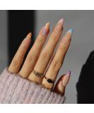 Sethexy Abstract Almond Shape False Nails - 24 Stylish Acrylic French Press-On Nails for Women & Girls - Perfect Swirl Design - Buy Online on GoSupps.com