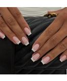 24 PCS White French Tip Press on Nails Pink False Nails | Glossy Square Fake Nails for Women | Full Cover Stick on Nails - A Style - Buy Online on GoSupps.com