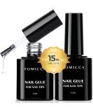 TOMICCA 4-in-1 Gel Nail Glue Set for Acrylic & False Nails - Super Strong Formula for Nail Polish UV/LED Lamp Cure - 2PCS 15ml - Buy Online on GoSupps.com