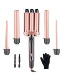 5 in 1 Curling Iron Set - PTC Ceramic 360-Degree Revolving LED Light 2 Heating Modes for All Hair Types - International Shipping Available - Buy Online on GoSupps.com