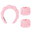 BIBYKIVN Sponge Spa Headband for Women - Pink | Face Washing, Makeup, Skincare, Shower, Hair Accessories - Buy Online on GoSupps.com