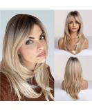Shop Natural Ombre Blonde Wigs for Women - Long Curly Layered Synthetic Wigs with Fringes for Daily Wear & Parties - Buy Online on GoSupps.com