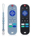 2 Pack Baby Remote Control Teether with Pacifier Clip | Silicone Teething Toys for Babies 12-18 Months | Chew Toys for Autistic Kids | Relief Teething Gums - Buy Online on GoSupps.com