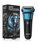 Sejoy Electric Razor for Men - Wet & Dry Foil Shaver with 3-Blade 7500 RPM Motor IPX7 Waterproof - Peacock Blue | International Shipping - Buy Online on GoSupps.com