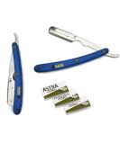 CS-101 Blue Stainless Steel Professional Barber Straight Edge Razor | 15 Astra Blades Included - Premium Quality & International Shipping - Buy Online on GoSupps.com