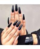Brishow Halloween False Nails Black Long Press on Nails Stick on Nails Ballerina Acrylic Fake Nails for Women and Girls (Black) - Buy Online on GoSupps.com