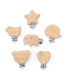 Ruby 6stk pacifier clip wood natural wood clip for pacifier chain closure nucky clip baby clip metal animals wood holder pacifier chains clips holder infant accessories 6 pieces - Buy Online on GoSupps.com
