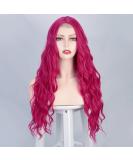 24 inch Hot Pink Cosplay Long Curly Wig - Heat Resistant Synthetic Lace Wig for Women - Perfect for Halloween, Christmas, and New Year Parties - Buy Online on GoSupps.com