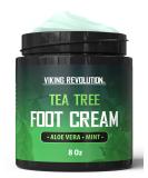 Viking Revolution Tea Tree Foot Cream - Moisturizing Foot Balm for Dry Cracked Heels and Feet - 8oz Foot Repair Cream with Aloe Vera and Mint - Buy Online on GoSupps.com