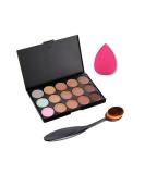 Buy Pure Vie Oval Makeup Brush Set with Sponge Puff & 15 Colors Concealer Palette - International Shipping Available - Buy Online on GoSupps.com