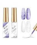 Rechoo Liner Nail Gel Polish-10ML*2 White & Purple Pearl Shimmer Glitter Gel Nail Polish for Fineliner Nail Art French Manicure Nail Polish Shellac Color Gel with thinner Brush E-2-Purple & White - Buy Online on GoSupps.com