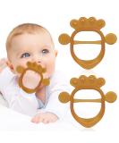 Vicloon Baby Bite Toys - 2PC Soft Silicone BPA-Free Rings | Dental Aid & Soothing Toy for 3+ Months | Brown - Buy Online on GoSupps.com