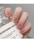 Justotry 24 Pcs Short Gradient Brown False Nails - Nude French Tip Press on Nails for Women | Acrylic Fake Nails with Glue - Square Design Stick on Nails | Gradient Red - Buy Online on GoSupps.com