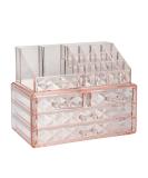 Pink Diamond Jewelry & Cosmetic Box with Brush Holder - Storage Display Cube with 4 Drawers - 2 Piece Set - Buy Online on GoSupps.com