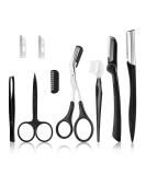 Professional Eyebrow Set - 9 Pieces Rust-Free Steel Tweezers Comb & Scissors for Men & Women - Perfect Eyebrow Care Solutions - Buy Online on GoSupps.com