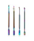 Rainbow Stainless Steel Cuticle Pusher Set - 4 Pieces Dual-End Nail & Gel Polish Removal Tools for Manicures and Pedicures - Buy Online on GoSupps.com