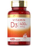 Carlyle Vitamin D3 400iu (10mcg) 400 Tablets - Vegetarian Non-GMO Formula - Buy Online on GoSupps.com