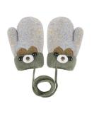 Kids Toddlers Knitted Fleece-Lined Mittens with String | Winter Warm Cartoon Gloves for Boys Girls | Ages 0-3 | Grey - Buy Online on GoSupps.com