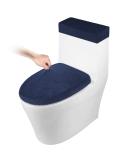 Toilet Lid Cover and Toilet Tank Cover Stretch Toilet Covers Set for Bathroom, Polyester Spandex Jacquard Fabric, Machine Washable, with Elastic Bottom, Navy Blue - Buy Online on GoSupps.com