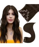 Easyouth Brown Clip in Hair Extensions Real Human Hair 22 Inch #2 - 120g 7Pcs Double Weft Darkest Brown Silky Soft - Buy Online on GoSupps.com
