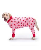 YeaPeeto One-Divider Pajamas for Large/Medium Dogs | Relaxation Hair Loss Allergies Wound Protection - Cone Alternative (4XL Strawberry) - Buy Online on GoSupps.com
