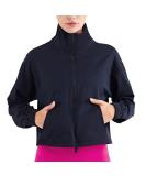 Altiland Women's Black Half Zip Cropped Jacket - Medium | Long Sleeve Workout Athletic Running Yoga Shirt - Buy Online on GoSupps.com