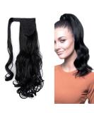 iLUU Ponytail Extension Long Curly Wavy Wrap Around Clip in Hair Extension 18 Inch Synthetic Hairpiece 100g Pony Tail Ponytail Hair Wig for Women - #1B Off Black #1B-off black - Buy Online on GoSupps.com