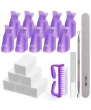Gel Polish Remover Kit - MORGLES 10pcs Nail Remover Clips, 300pcs Nail Wipe Cotton Pads, Nano Glass Nail File, Cuticle Pusher, Grit 100/180 Nail File, Brushes - Purple - Buy Online on GoSupps.com