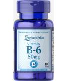 Puritan's Pride Vitamin B-6 50mg - Pyridoxine Hydrochloride Supplement - Buy Online on GoSupps.com