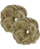 OMGREAT 2PCS Thick Updo Messy Hair Buns Curly Wavy Ponytail Extensions Ash Blonde Mix Bleach Blonde - Buy Online on GoSupps.com