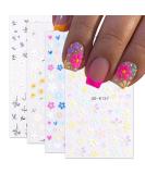 Daisy Nail Art Sticker 5D - Exquisite Floral Nail Decal, Self-Adhesive Design for Women & Girls - 4 Sheet Pack - Buy Online on GoSupps.com