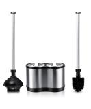 ToiletTree Products Modern Deluxe Freestanding Toilet Brush and Plunger Combo (Stainless Steel  Brush and Plunger Combo Set 4.5 x 9.75 x 18.5") - Buy Online on GoSupps.com