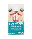 Lucky Boat Rice Noodle 400g - Thin 3mm Pad Thai Gluten-Free Noodles for Stir-Fry - Thai, Chinese & Asian Ingredients - Buy Online on GoSupps.com