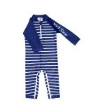 weVSwe Baby Toddler Boy Swimsuit UPF 50+ Sun Protection Rash Guard with Crotch Zipper | Navy Blue Stripes | 12-18 Months - Buy Online on GoSupps.com