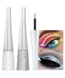 evpct 2Pcs Pearl White Silver Color Liquid Glitter Eyeliner Sets Eyeliner Glitter Liquid Liners for Women Liquid Sparkly Glitter Eyeliner delineador con glitter de colores para ojos colores 09+10 Pearl White & Silver - Buy Online on GoSupps.com