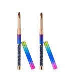 2pcs Nail Art Clean Up Brushes - Round & Angled Head Acrylic Nail Brush Pen for Women - Painting Tools for Nail Art Design & Polish Mistake Cleaning - Buy Online on GoSupps.com