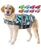 Emust High Buoyancy Lifeguard Life Jacket for Dogs - Blue Camouflage | Small Medium & Large Sizes for Swimming Beach & Boating - Buy Online on GoSupps.com
