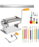 Polymer Clay Roller Machine Set with Adjustable Thickness Settings - Includes 9 Shaping Tools and 15 Cutters for DIY Crafts - Buy Online on GoSupps.com