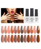 AIMEILI Soak Off UV LED Nude Brown Gel Nail Polish - 12pcs Neutral Color Gel Kit for Halloween Nail Art & Gifts for Women | Mother s Day Gift Set - Buy Online on GoSupps.com