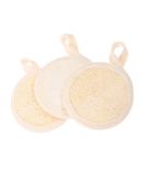 Minkissy 3pcs Cleaning Wipes & Exfoliating Loofah Pads - Soft Facial Scrubber for Face & Hand Held Use - Cotton Linen Beige - Buy Online on GoSupps.com